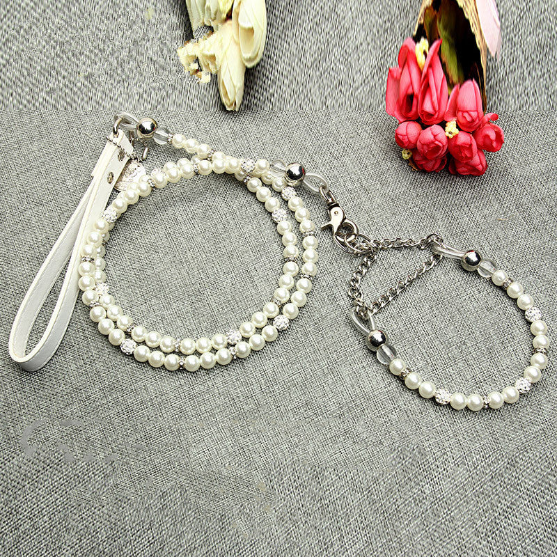 Pet leash Dog pearl collar