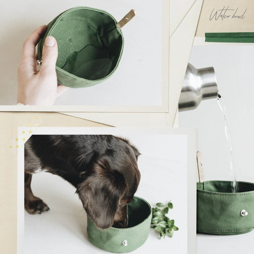 Dog Portable Pet Ration Bag Water & Feeding Bowl