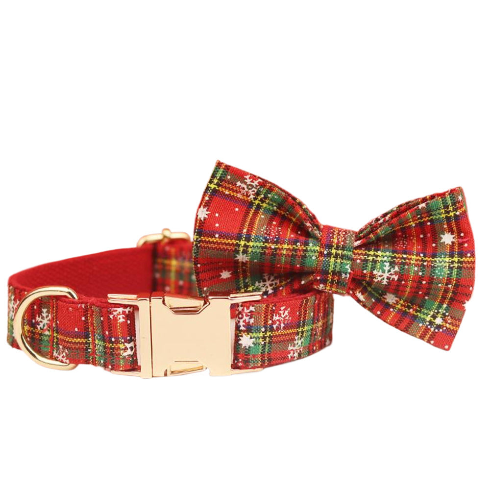 Christmas Pet Collar Plaid Dog Rope Leash