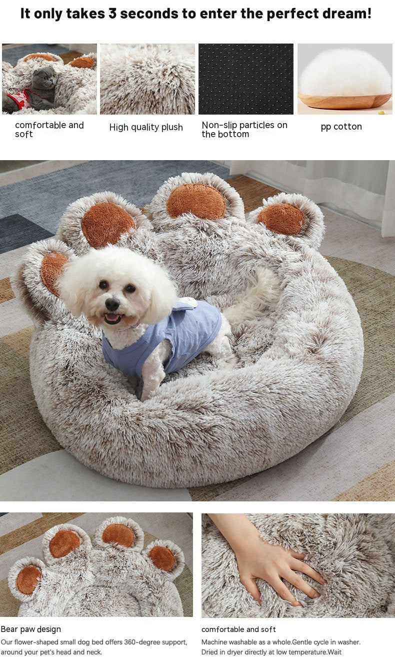 Pet Plush Doghouse Bed Winter Warm Hand-shaped