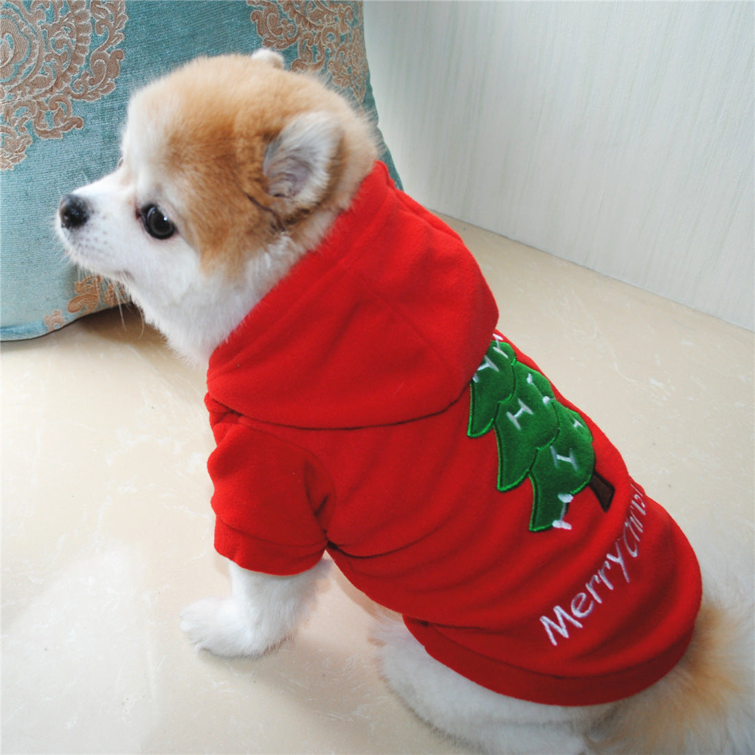 Pet Christmas Style Thick Hooded Fluffy Jacket