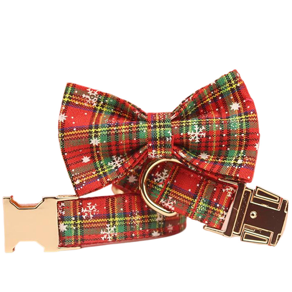 Christmas Pet Collar Plaid Dog Rope Leash