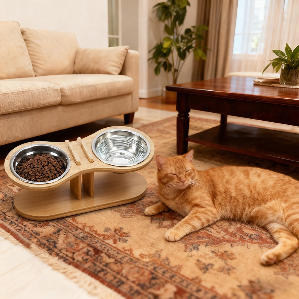 Adjustable Tilted Pet Stand With Feeding Bowl