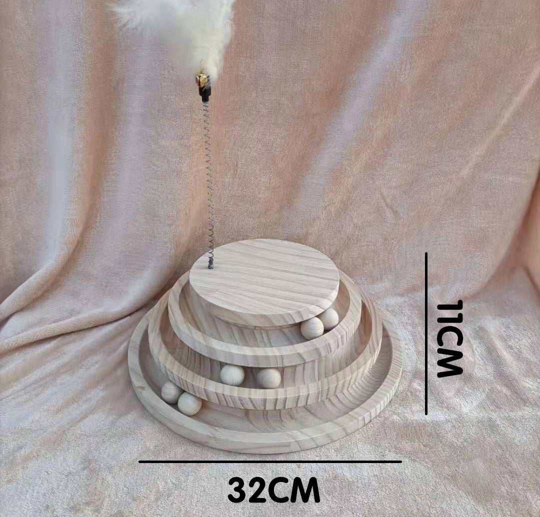 Turntable Bite-resistant Solid Wood Funny Cat Stick