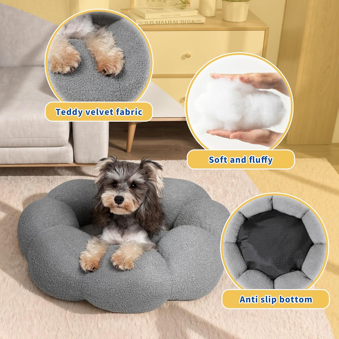 Calming For Indoor Fluffy Flower Cat Dog Bed