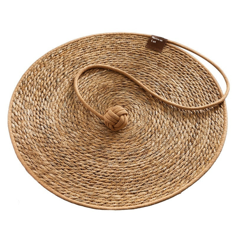 Natural Papyrus Round Rattan Cat Scratching Pad Pet Scratcher