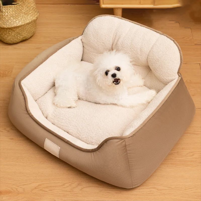 Cozy Plush Pet Bed Warm Washable Fluffy Sofa