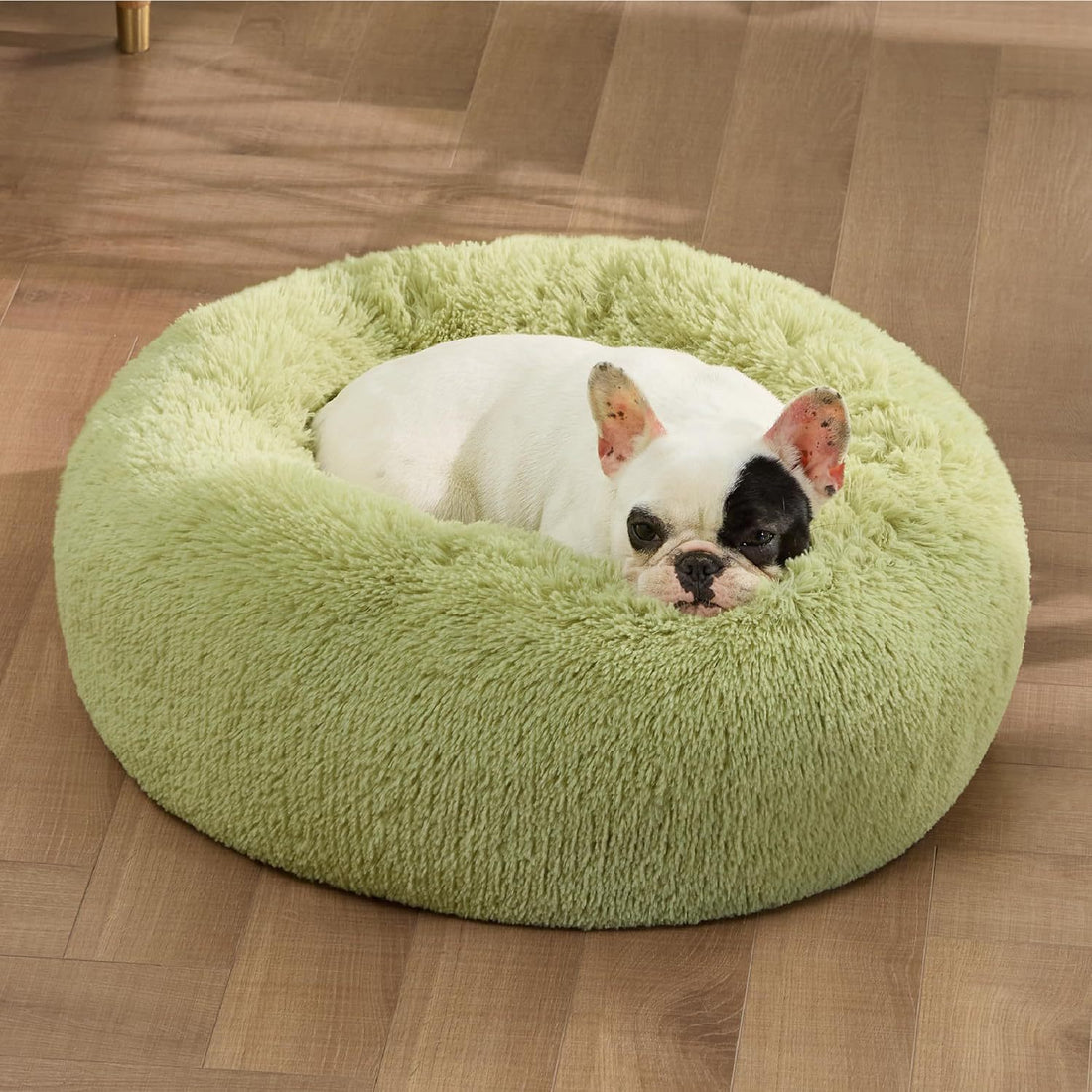 Solid Color Indoor Non-slip Round Fluffy Plush Pet Bed