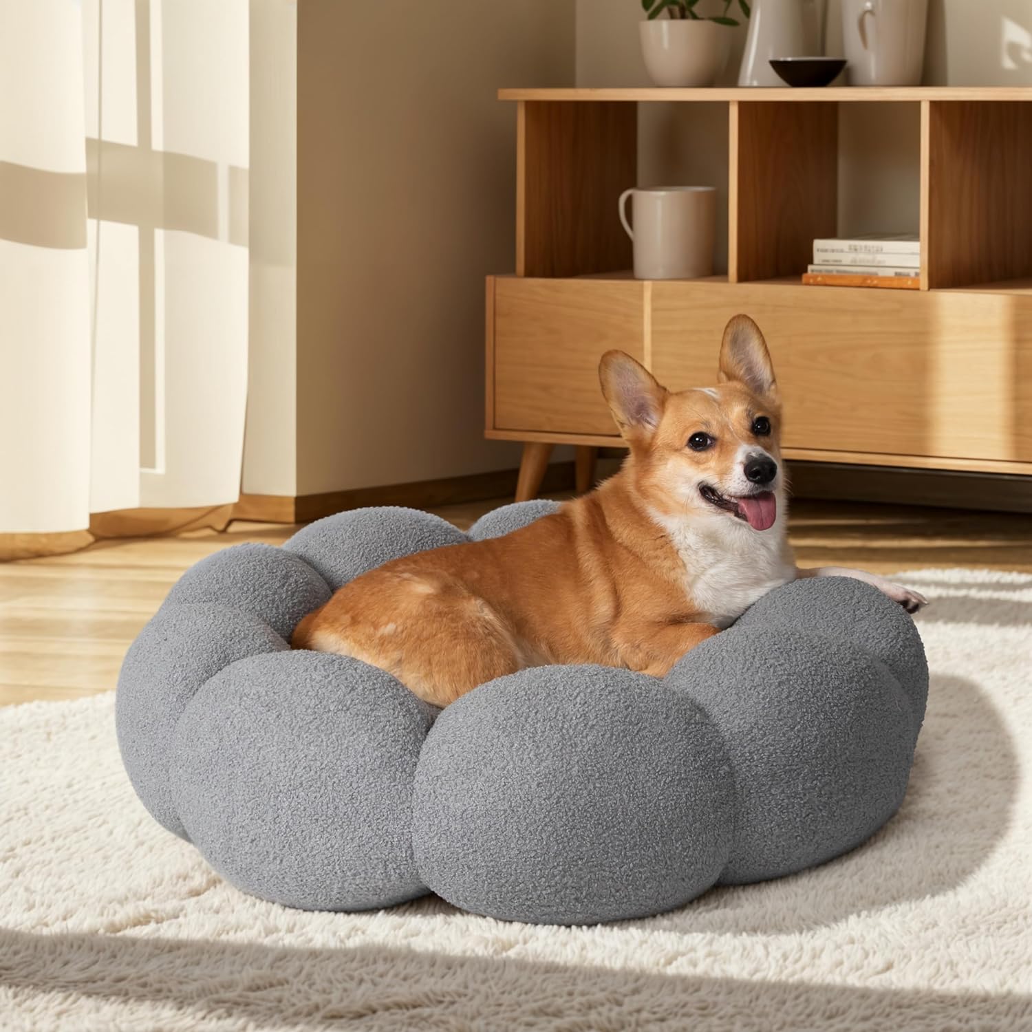 Calming For Indoor Fluffy Flower Cat Dog Bed