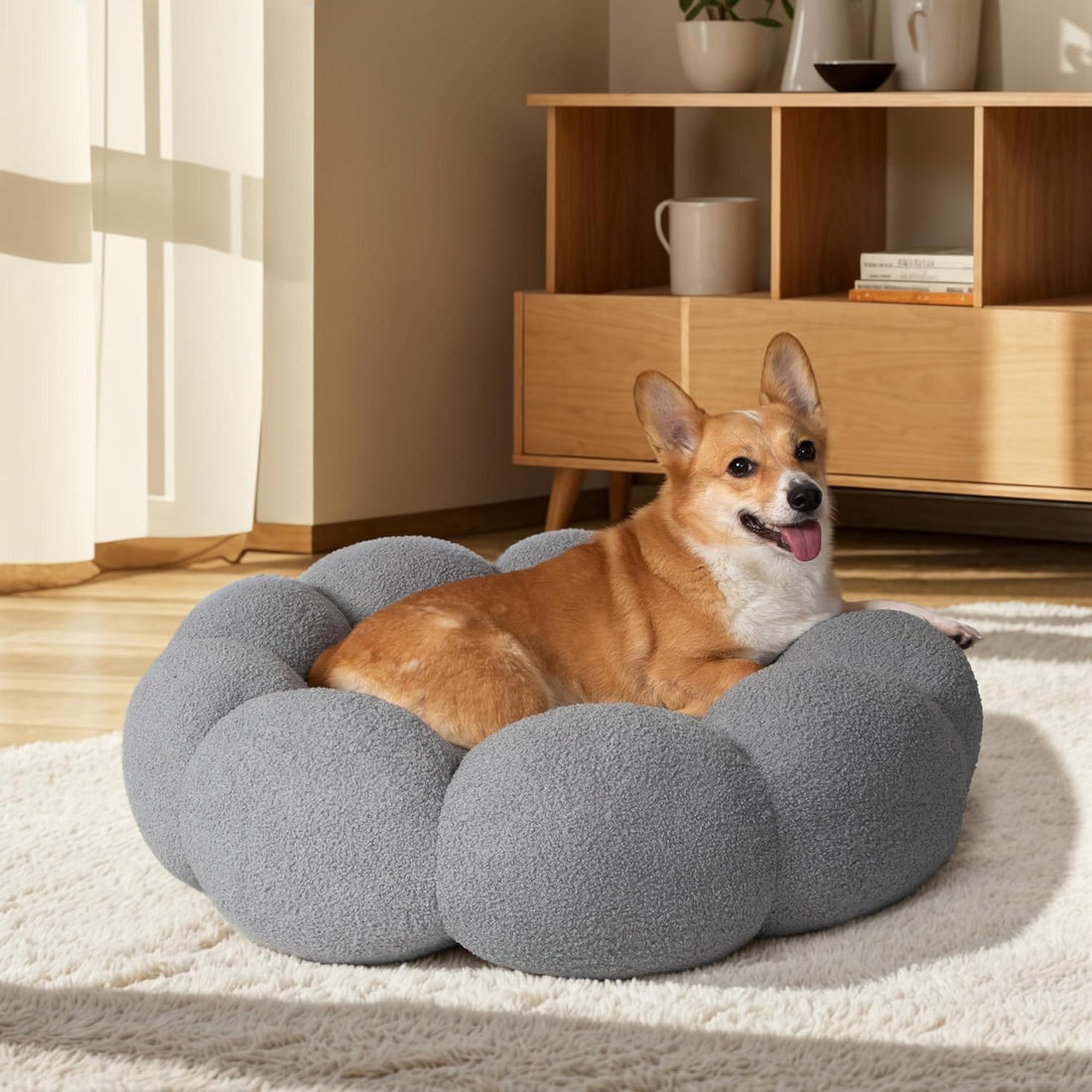 Calming For Indoor Fluffy Flower Cat Dog Bed