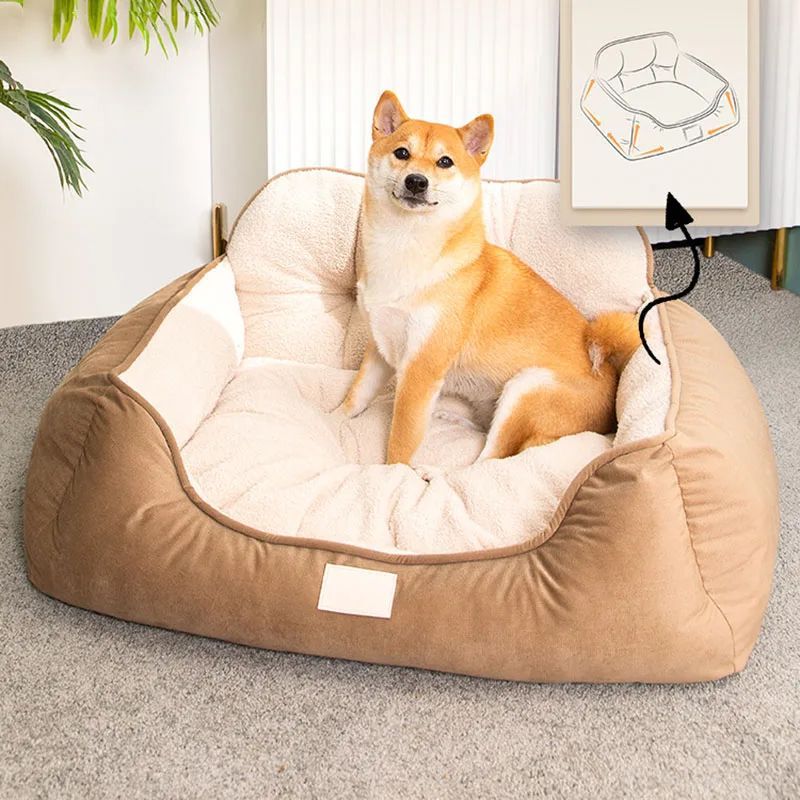 Cozy Plush Pet Bed Warm Washable Fluffy Sofa