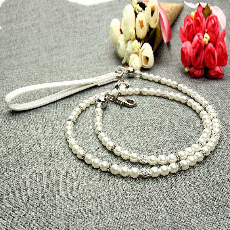 Pet leash Dog pearl collar