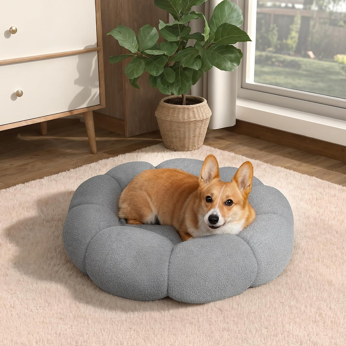 Calming For Indoor Fluffy Flower Cat Dog Bed