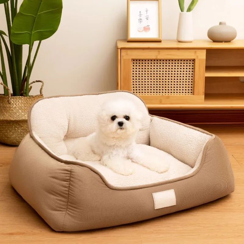 Cozy Plush Pet Bed Warm Washable Fluffy Sofa