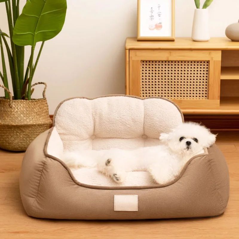 Cozy Plush Pet Bed Warm Washable Fluffy Sofa