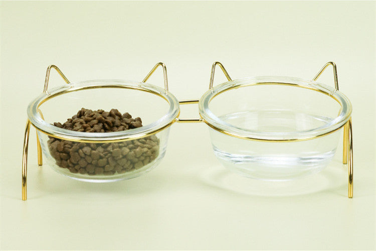 Pet Food Water Dishes With Metal Feeding Bowl Rack