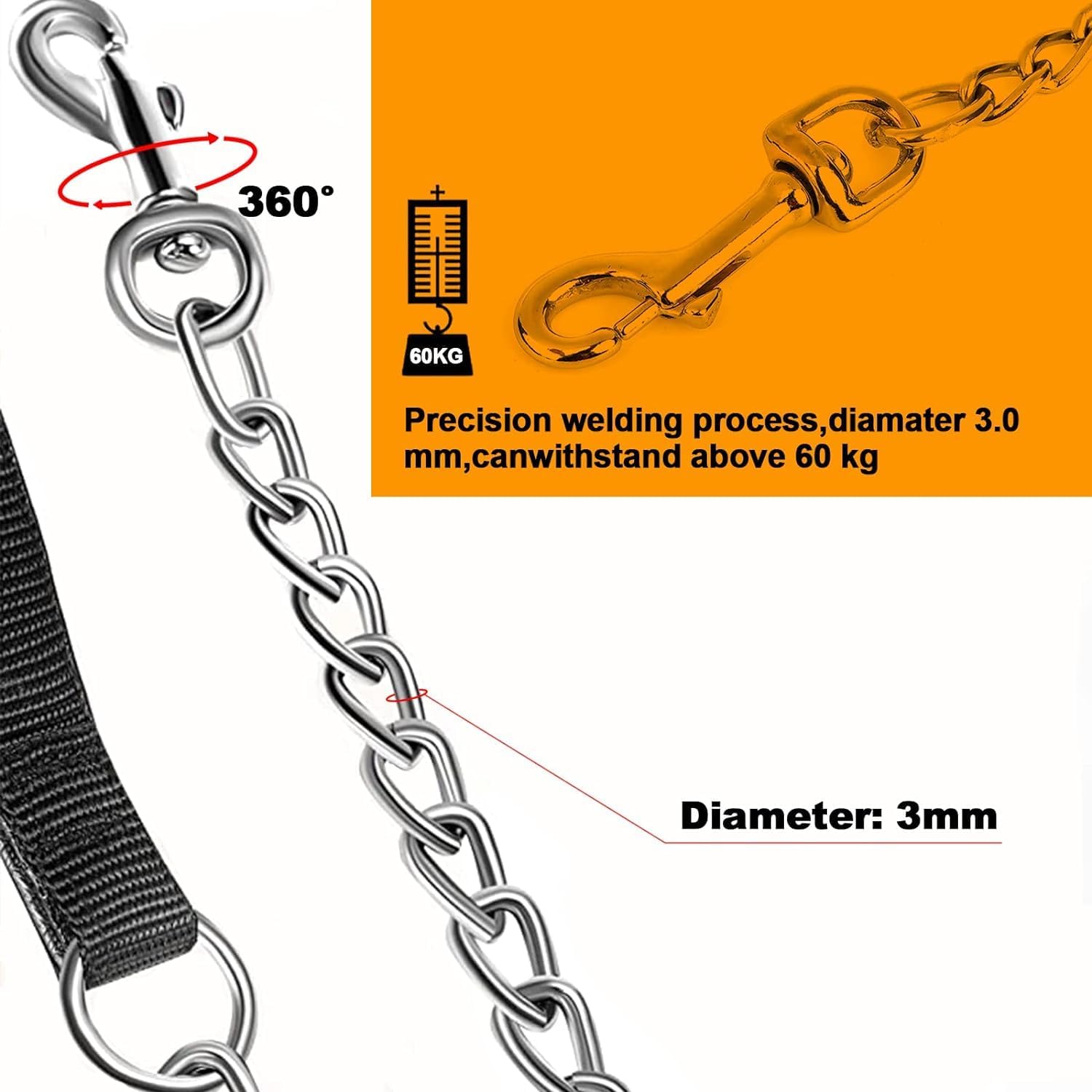 Pet Leash Chain With Soft Padded Handle