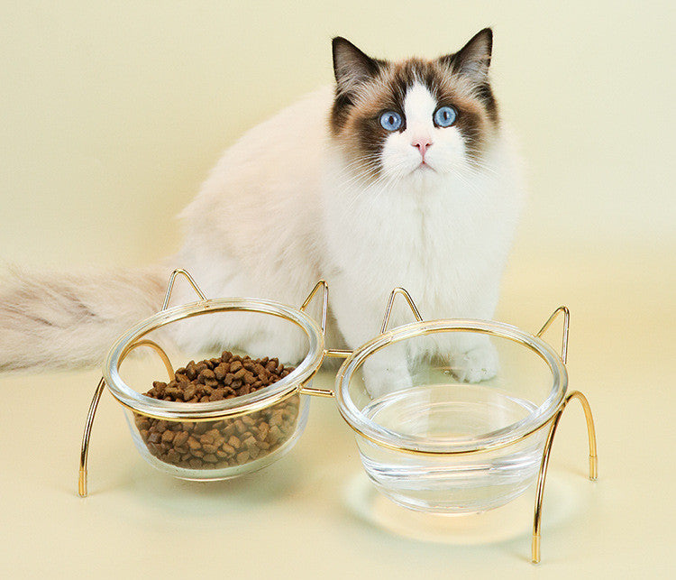 Pet Food Water Dishes With Metal Feeding Bowl Rack
