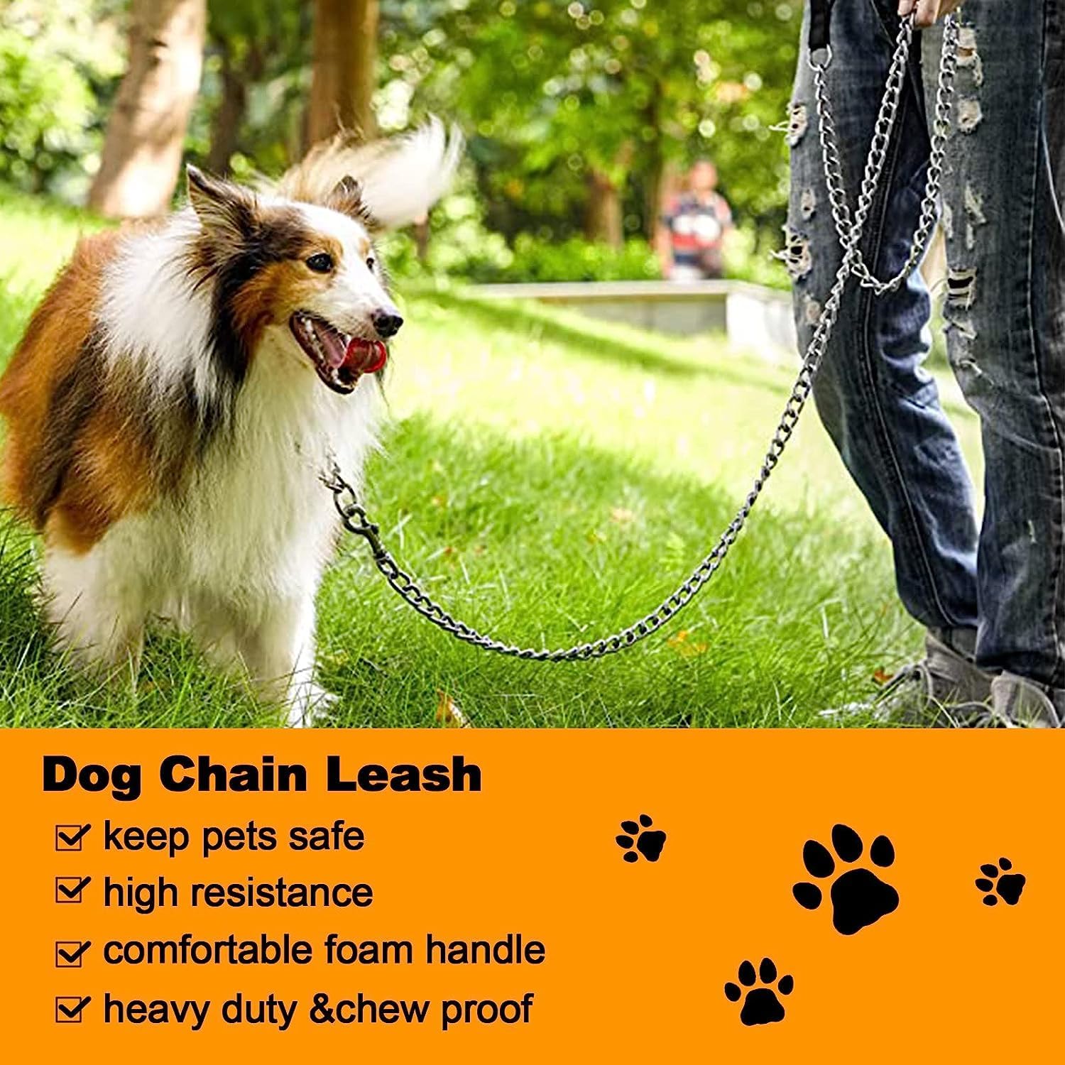 Pet Leash Chain With Soft Padded Handle