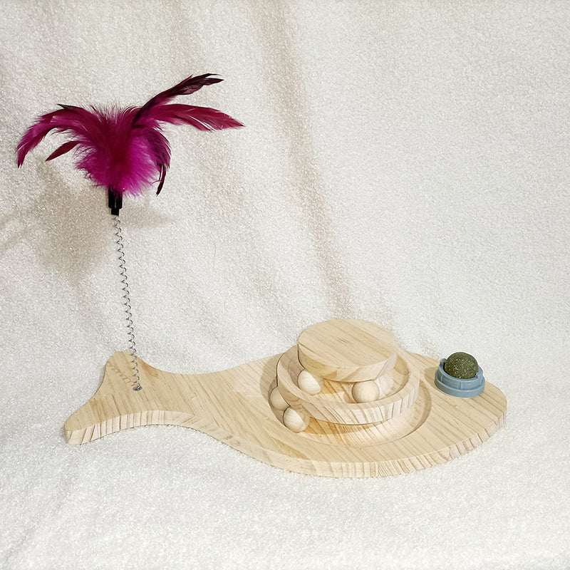 Turntable Bite-resistant Solid Wood Funny Cat Stick