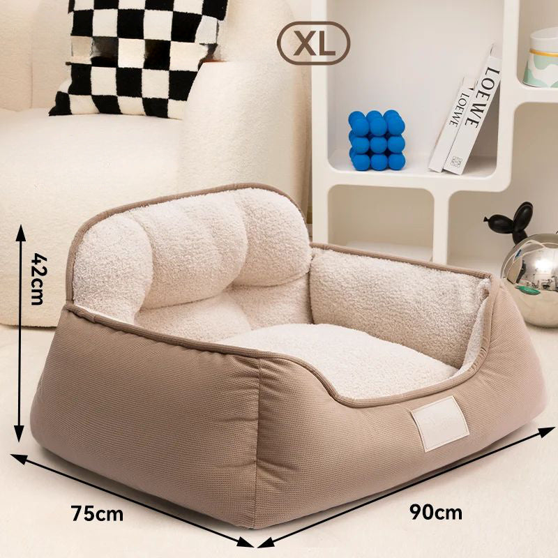 Cozy Plush Pet Bed Warm Washable Fluffy Sofa