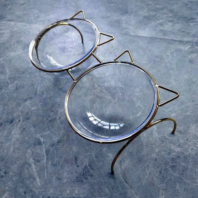 Pet Food Water Dishes With Metal Feeding Bowl Rack