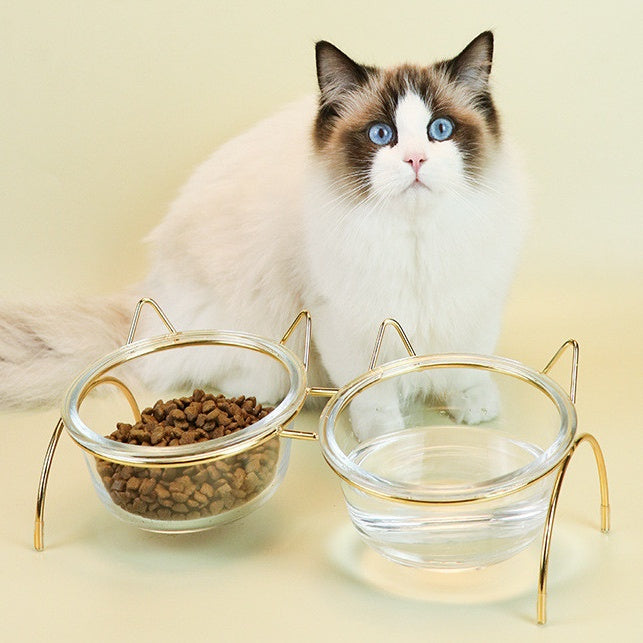 Pet Food Water Dishes With Metal Feeding Bowl Rack