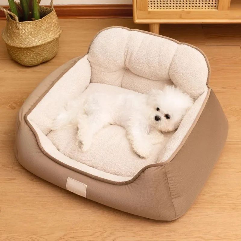 Cozy Plush Pet Bed Warm Washable Fluffy Sofa
