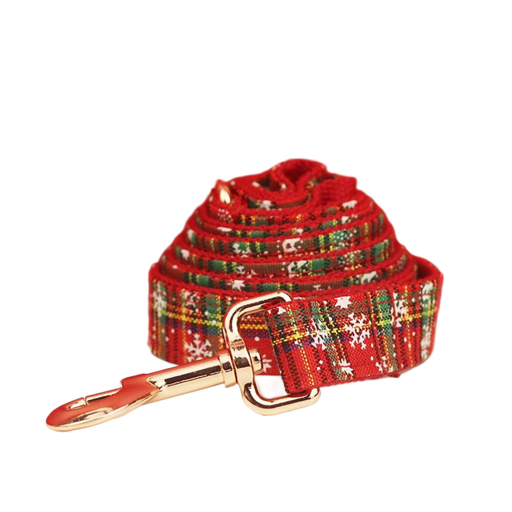 Christmas Pet Collar Plaid Dog Rope Leash