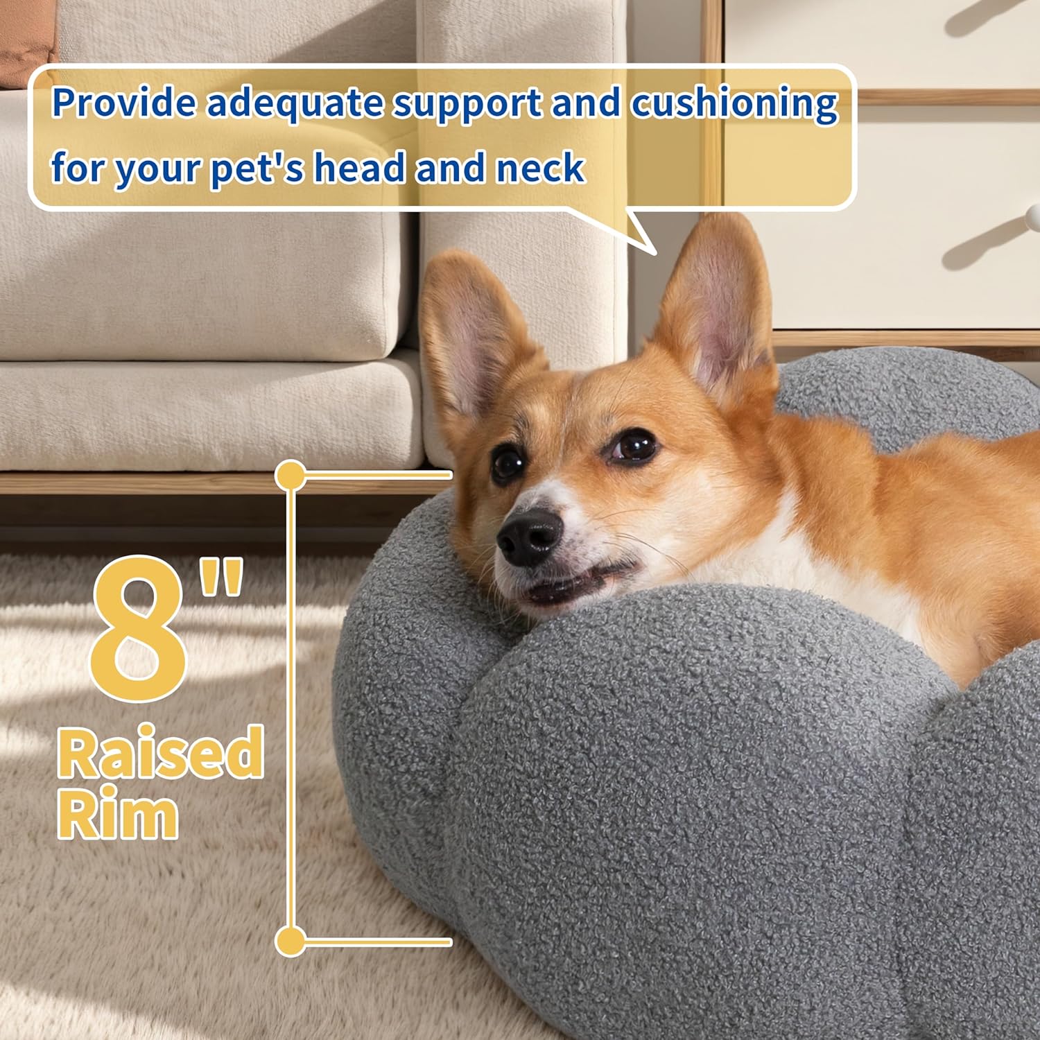 Calming For Indoor Fluffy Flower Cat Dog Bed