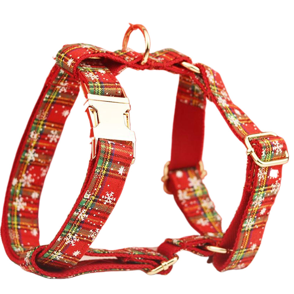 Christmas Pet Collar Plaid Dog Rope Leash