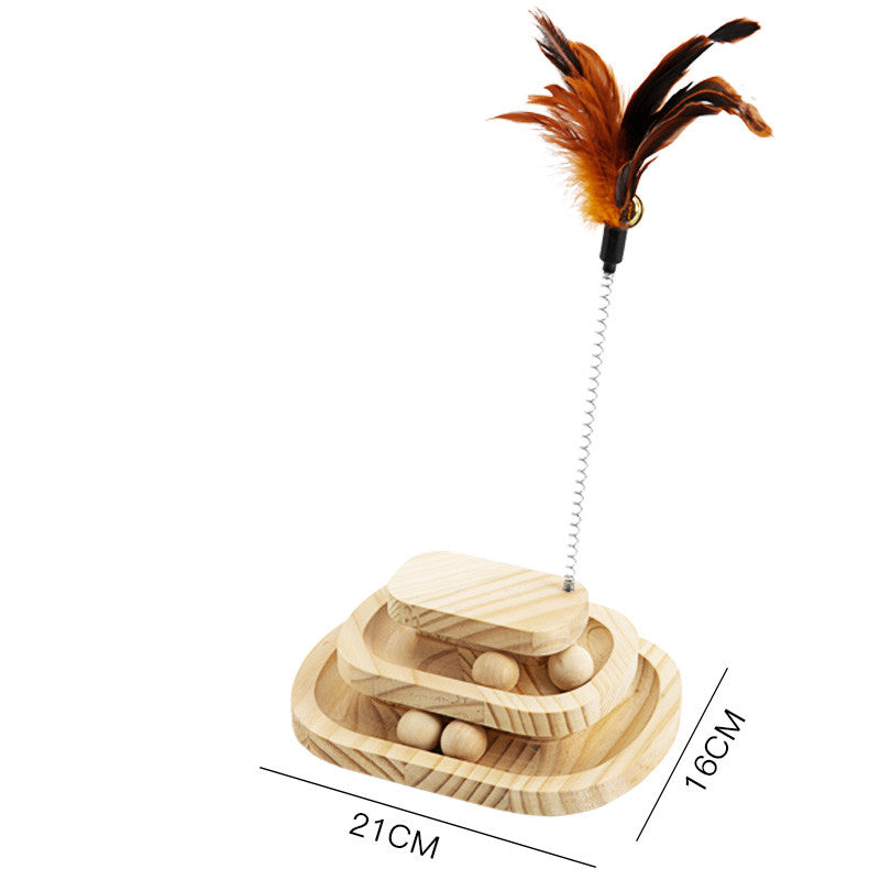 Turntable Bite-resistant Solid Wood Funny Cat Stick