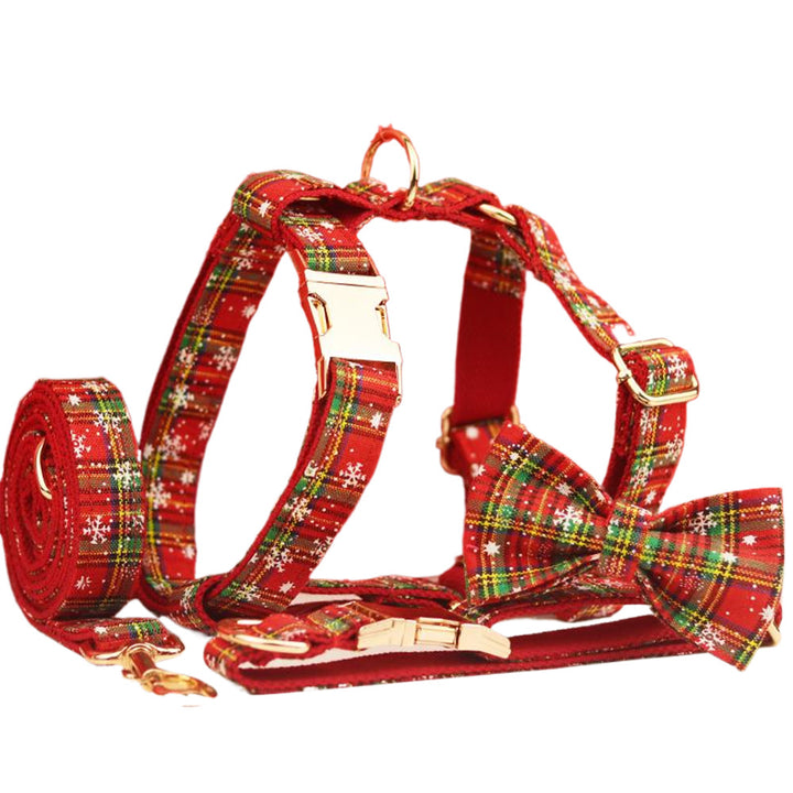Christmas Pet Collar Plaid Dog Rope Leash